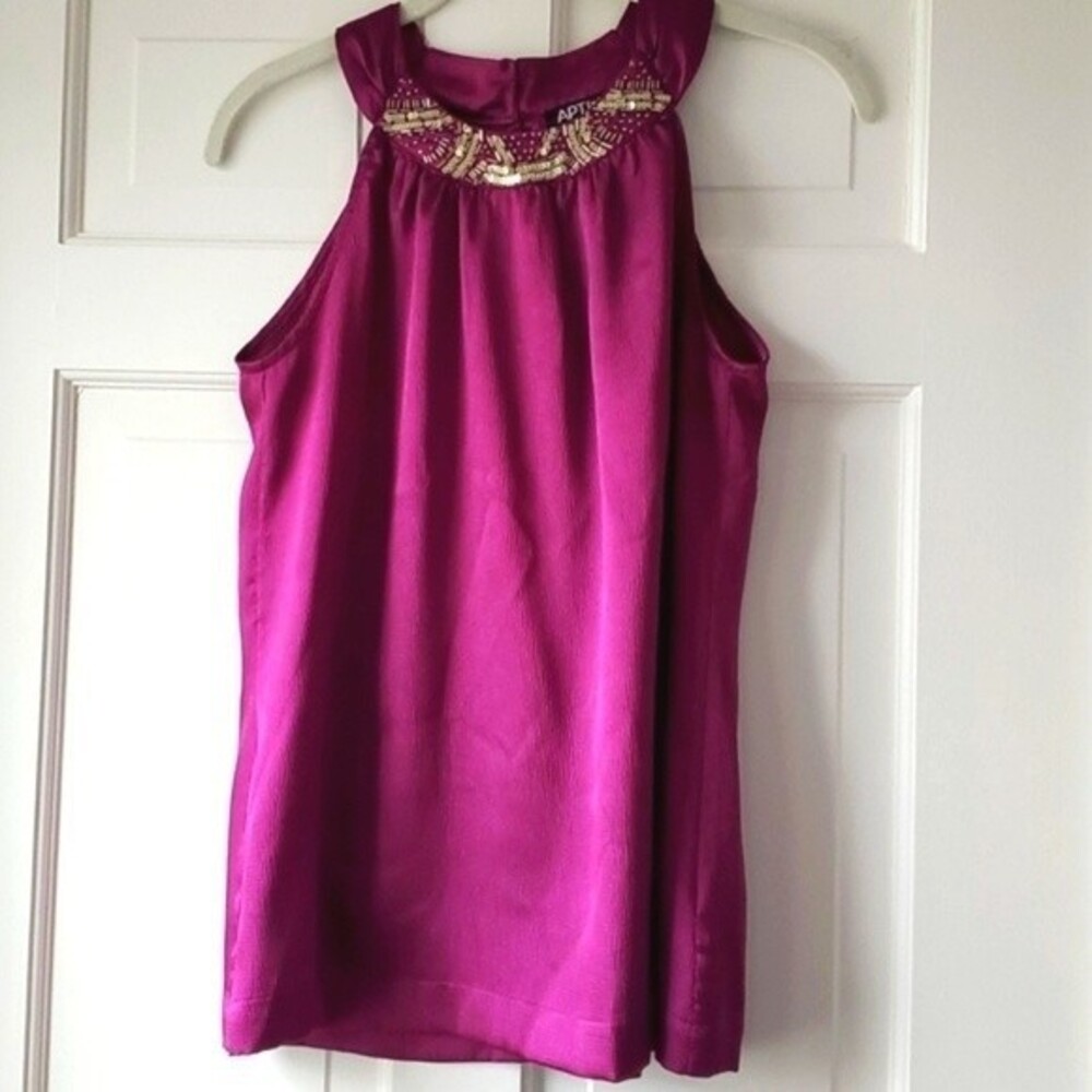 HALTER TOP FUCHSIA BERRY PINK SILVER SEQUINS WOMEN SIZE SMALL COCKTAIL EVENING